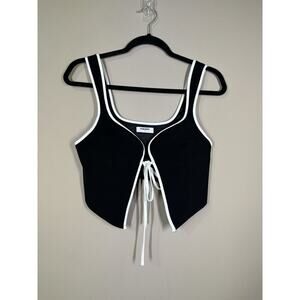 Rumored Black Open Tie Front Sleeveless Cami Camisole Crop Vest Tank Top S